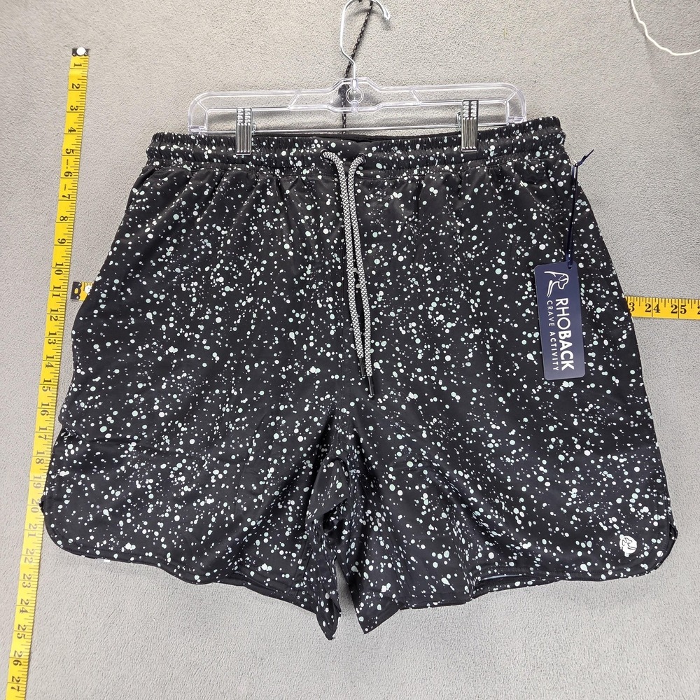 Rhoback Shorts Mens XL Black The Barbells Lined Gym Running Drawstring 7" Inseam